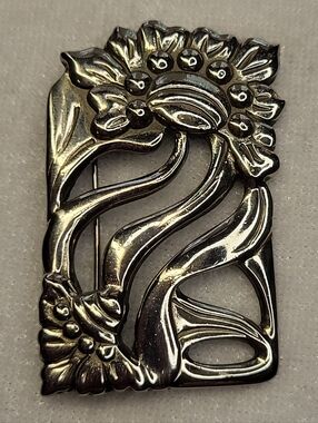 Vintage Ginnie Johansen Art Nouveau-style Floral Brooch / Pin